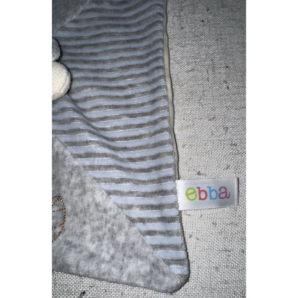Ebba Gray Elephant Lovey Security Baby Blanket‎ Plush Leaf Stripes